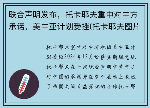 联合声明发布，托卡耶夫重申对中方承诺，美中亚计划受挫(托卡耶夫图片)